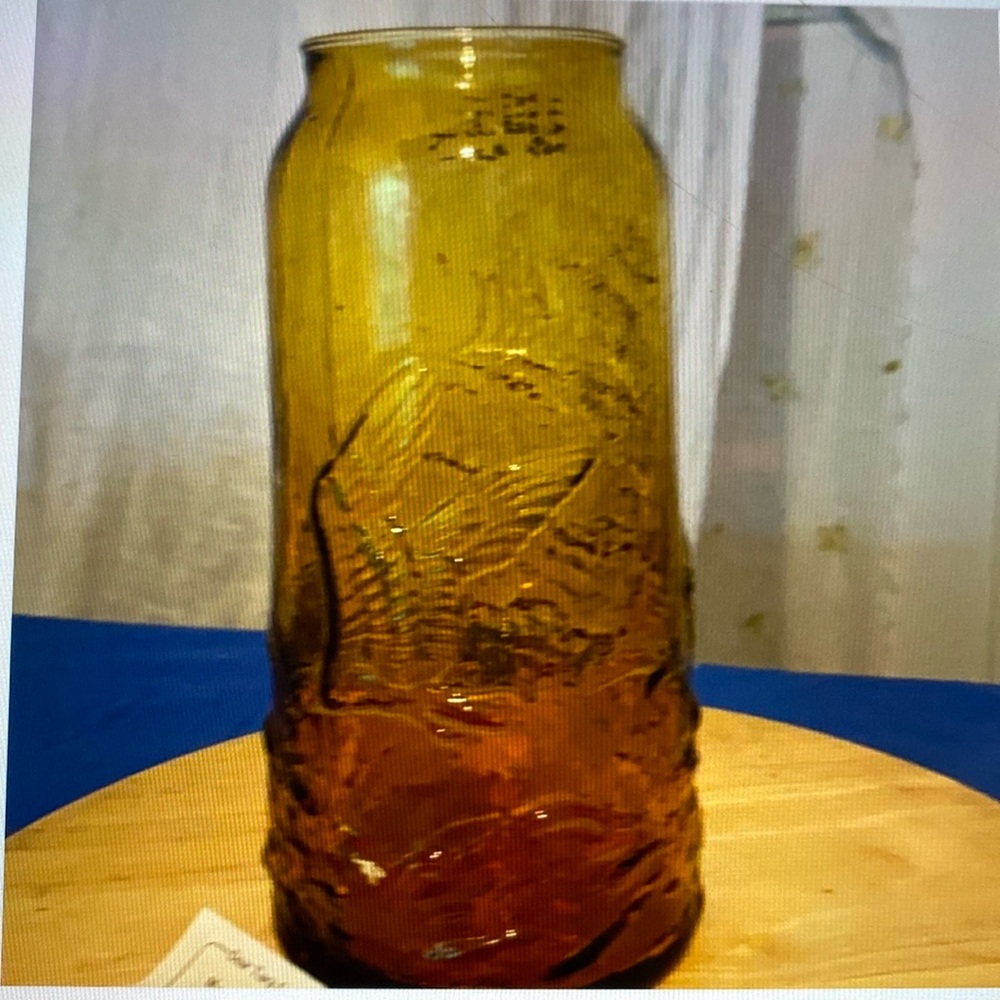Tiara Embossed Sail Ship Vase Amber